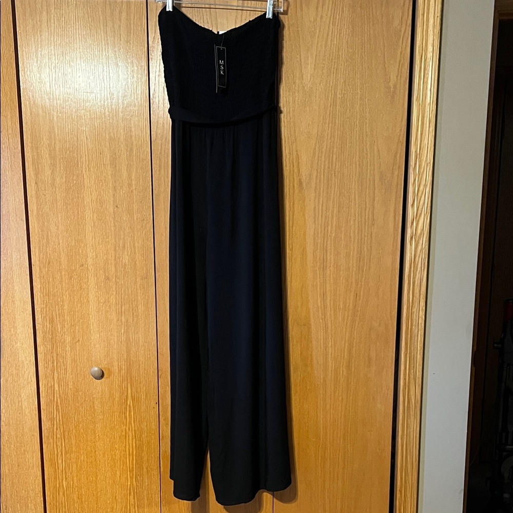 MSK romper Black.NWT! Sz. XL.  Strapless and belted. Great for summer or fall.